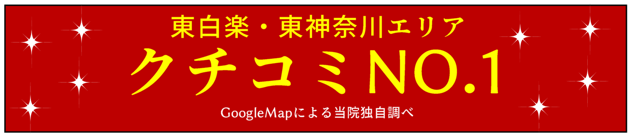 クチコミNO.1東白楽・東神奈川エリア、GoogleMapによる当院独自調べ